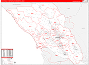 Santa Rosa Metro Area Wall Map Red Line Style